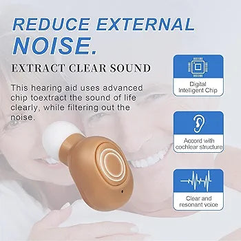 Hearing Aids, Miniature Hearing Amplifiers for Adults with Noise Cancelling, Rechargeable Hearing Aids for Seniors with Crystal Clear Sound, and LED Power Display