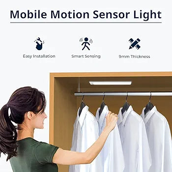 HEDORANCE Under-Unit Light Kitchen Cabinet Lights, LED Motion Sensor with Non-Contact Sensor Ultra Thin Wardrobe Lamps Auto On/Off with Stick-on Magnetic Strip USB Connection
