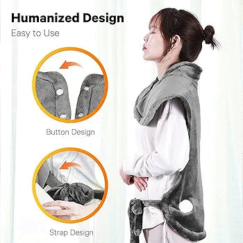 Heating Pad for Back Relaxation - Electric Heating Pad for Shoulders and Neck - Wearable Wrap Around Heat Pads - 24"x33" Fast Heated Wrap with 6 Temperature Settings, 1.5H Auto Shut Off,