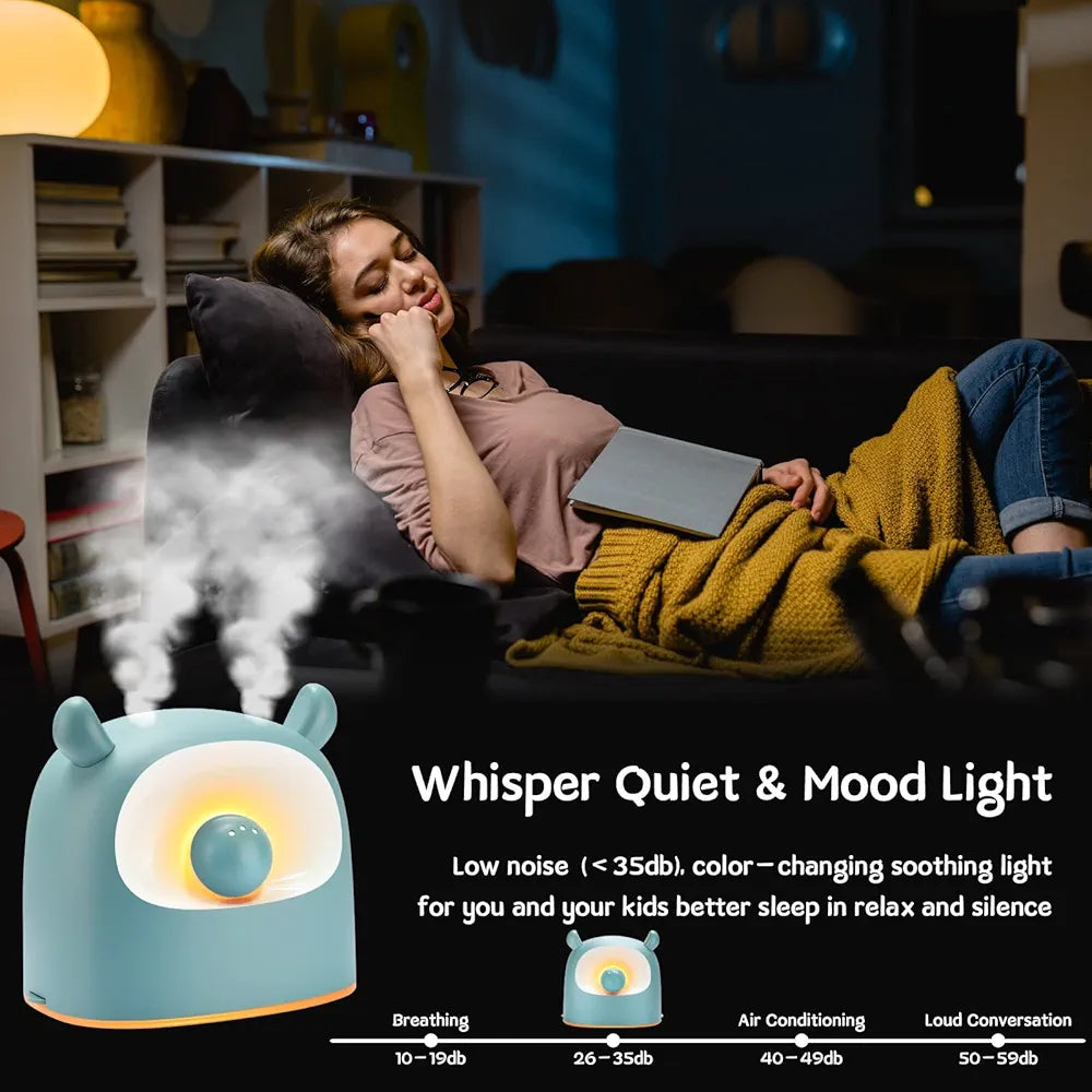 Mini Cute Humidifier - Quiet Ultrasonic Humidifier with Night Light, 2 Mist Modes, Auto Shut-off, 500ml Capacity Rain Cloud - RH30, Plants,Bedroom/babies,Nursery/office