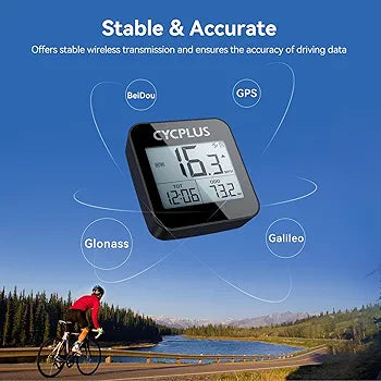 CYCPLUS GPS Bike Computer, Wireless Cycling Computer with Automatic Backlight, Bicycle Speedometer Odometer with Waterproof and Lager Battery, Provide Professional Data Analysis