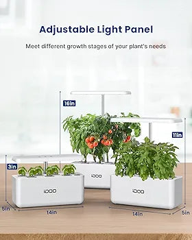 iDOO Smart Garden System, Hydroponic System with LED Grow Light, Germination Kit with Automatic Timer, Hydroponic Propagation Systems Height Adjustable, 37 cm, White (7 Pods)