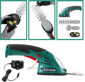 POSENPRO 7.2V 2-in-1 Cordless Hedge Trimmers Electric Grass Trimmer Shrubbery Trimmer Handheld Shrub Shear Rechargeable Lithium-Ion Built-in Battery