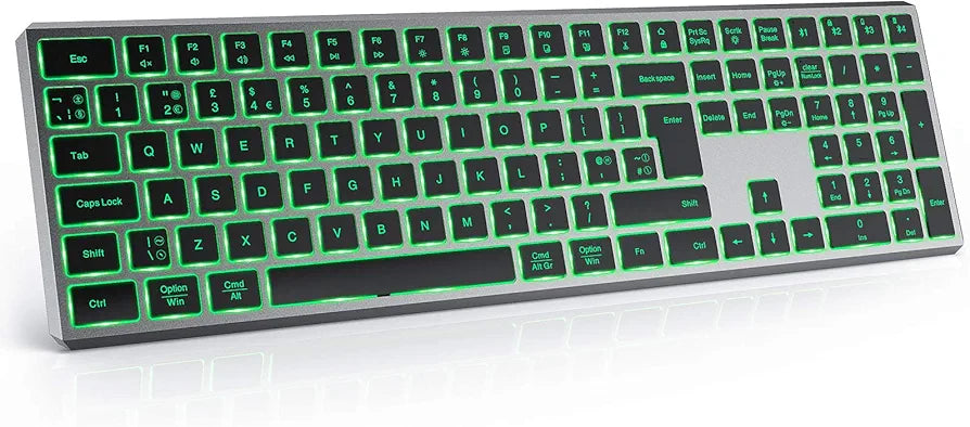 Seenda Bluetooth 7-Color LED Backlit Keyboard for Mac,iPad,Windows, Silent Rechargeable Wireless for Macbook,Laptop,Android Tablet