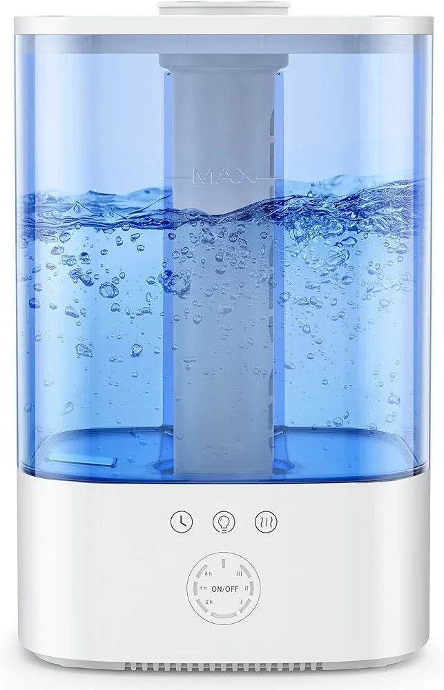 Maxcio 3.5 L Humidifier Children's Room, Top-Fill Ultrasonic RGB Night Light Humidifier, BPA-Free Aroma Diffuser, 360° Steam Nozzles, Running Time up to 40 Hours, 28 dB Super Quiet for Bedroom Plants