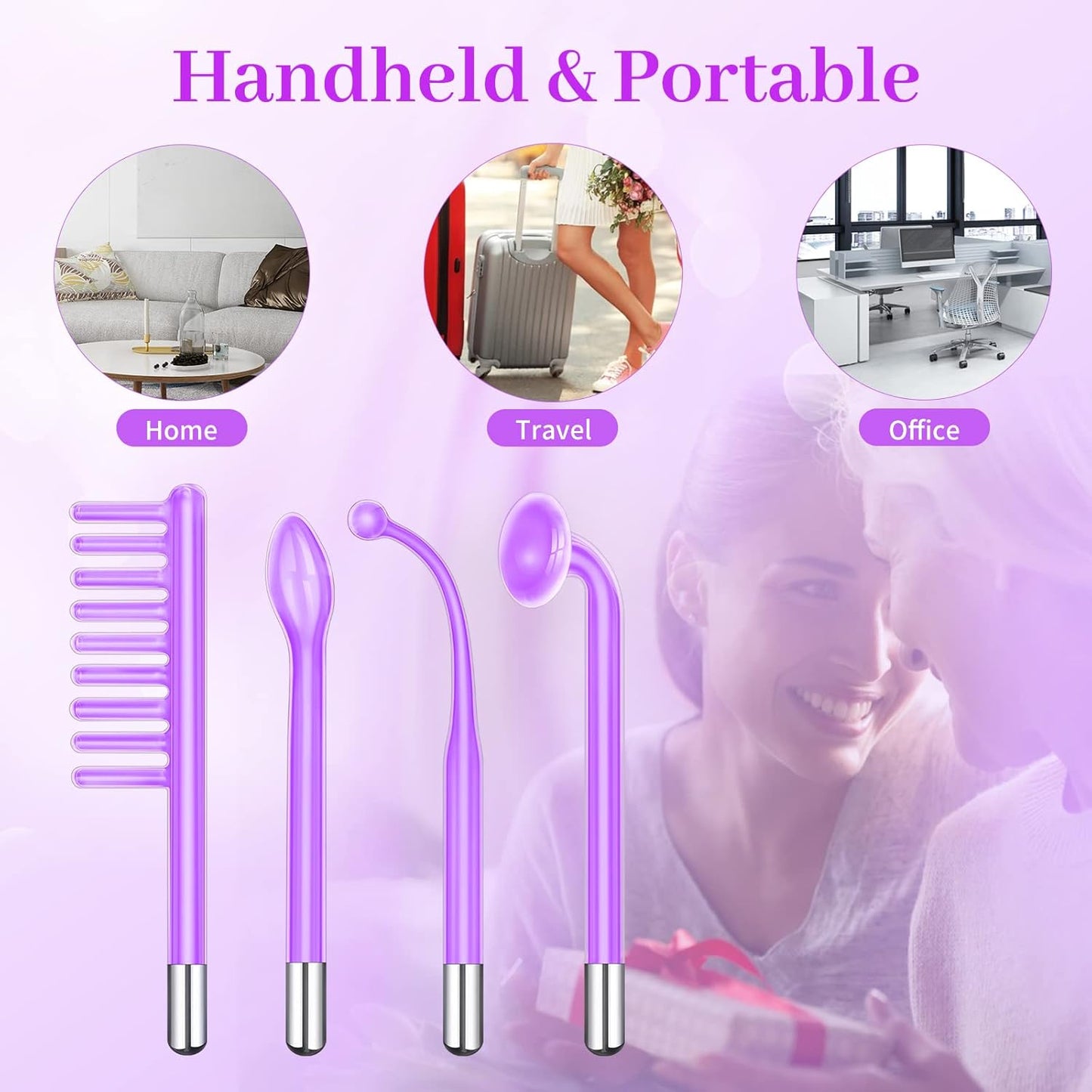 Portable High Frequency Facial Machine Wand Skin Tightening Facial, Firms Skin Reduces Wrinkles