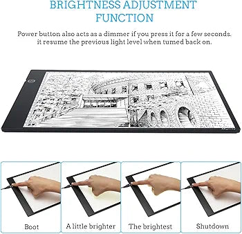 M.Way M.Way A4 LED Tracing Light Box USB Power Super Thin Light Pad Artist Stencil Table Copy Board with Brightness Illumination Adjustable Tattoo Sketch Architecture Calligraphy Crafts For Artists Drawing