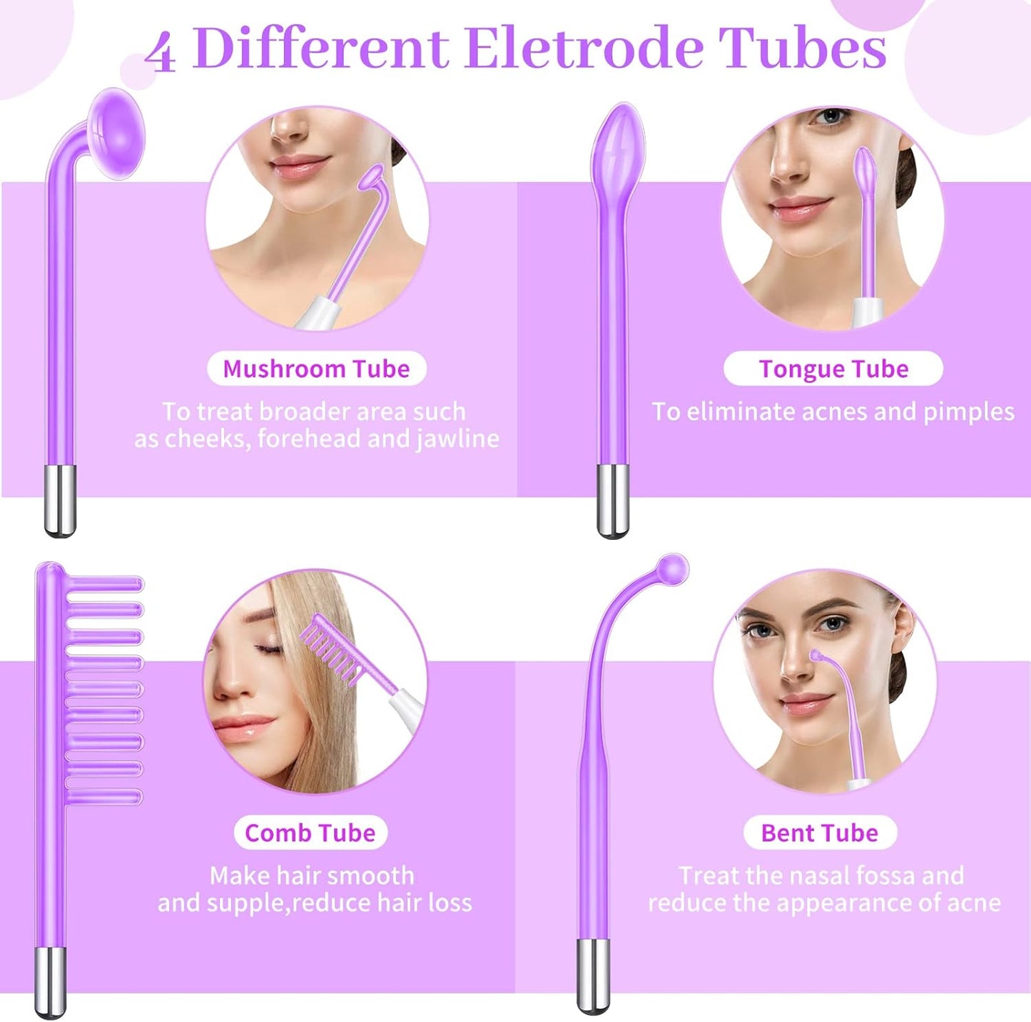 Portable High Frequency Facial Machine Wand Skin Tightening Facial, Firms Skin Reduces Wrinkles