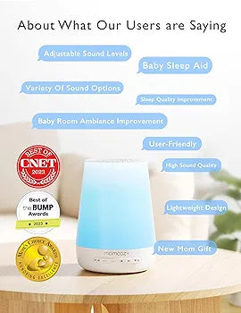 Momcozy White Noise Machine for Baby Sleeping with Night Light, Toddler Sleep Trainer 34 Soothing Sleep Sounds, Timer, App Remote Control, Personal Sleep Routine Alarm Clock(Blue)