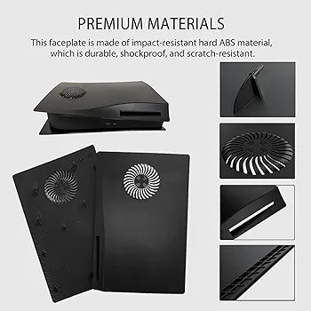 Faceplates for P5 with Cooling Vents Hard Shockproof Face Plate Cover Shell for Disc Edition DOBEWINGDELOU Console Plates Replacement Side Plate Accessories Dustproof Protective ABS Case Black