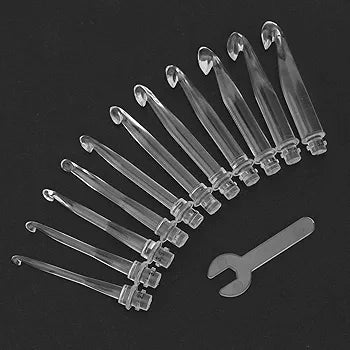 Lighted Crochet Hook Set - 11 Size Interchangeable Heads 2.5mm to 8.0mm with Latest Bag,USB Rechargeable LED Lighted Crochet Hook Set for Arthritic Hands (Black Bag Purple Handle