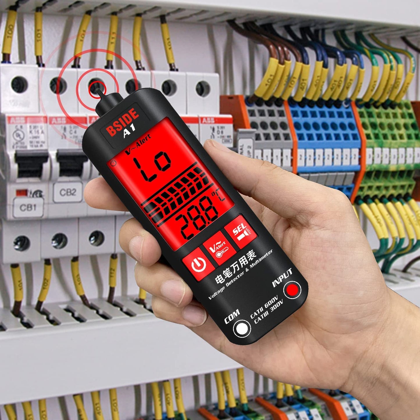 BSIDE A1 Voltage Tester Multimeter 3-Results Display Pocket Smart Voltmeter