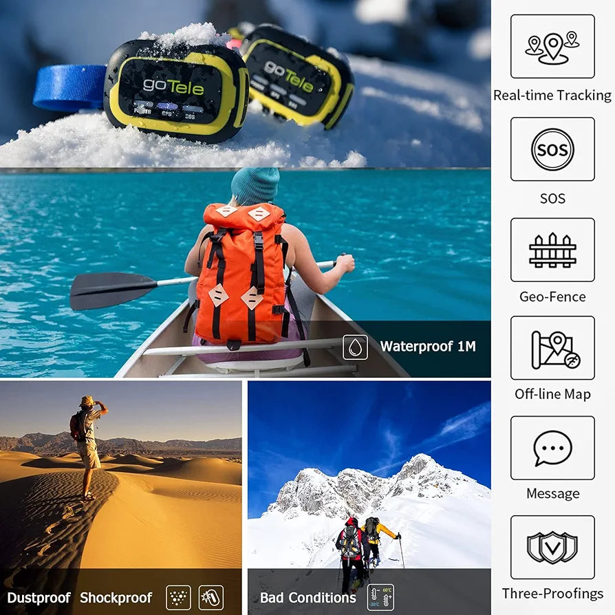 goTele GPS Tracker Hiking Hunting Off-grid GPS Children and Pets Trackers No Monthly Fee No Required Network Real Time Tracking Device Outdoor Survival Tracking Gear
