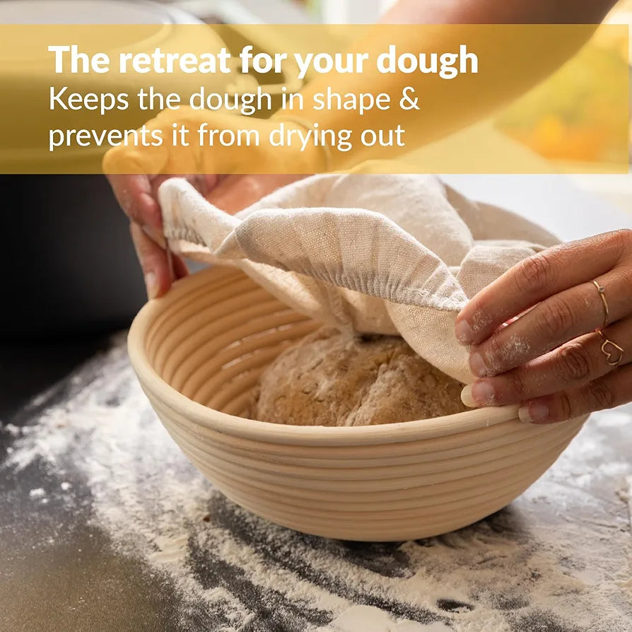 Chefarone Cast Iron Pot 2-in-1 with Proofing Basket and Dough Scraper. Bread Baking Mould with Lid, 4.6 Litres, Roasting Dish with Lid, Oven Safe, Cast Iron Pot, Bread Baking at Home, Cast Iron Pan