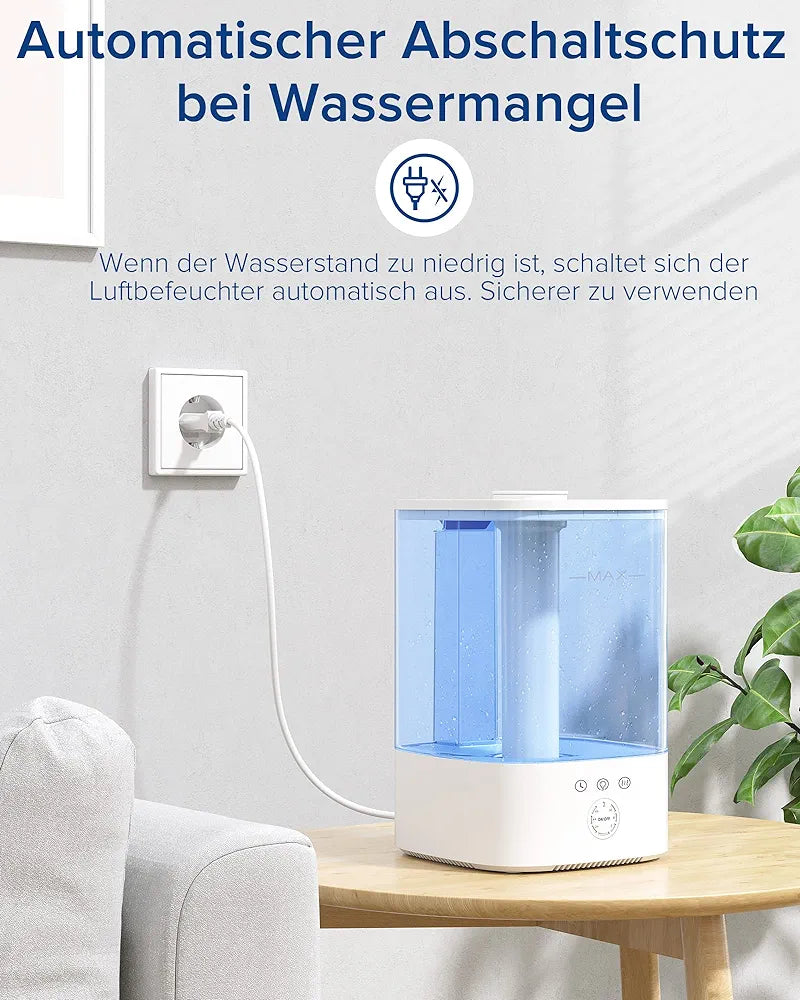 Maxcio 3.5 L Humidifier Children's Room, Top-Fill Ultrasonic RGB Night Light Humidifier, BPA-Free Aroma Diffuser, 360° Steam Nozzles, Running Time up to 40 Hours, 28 dB Super Quiet for Bedroom Plants