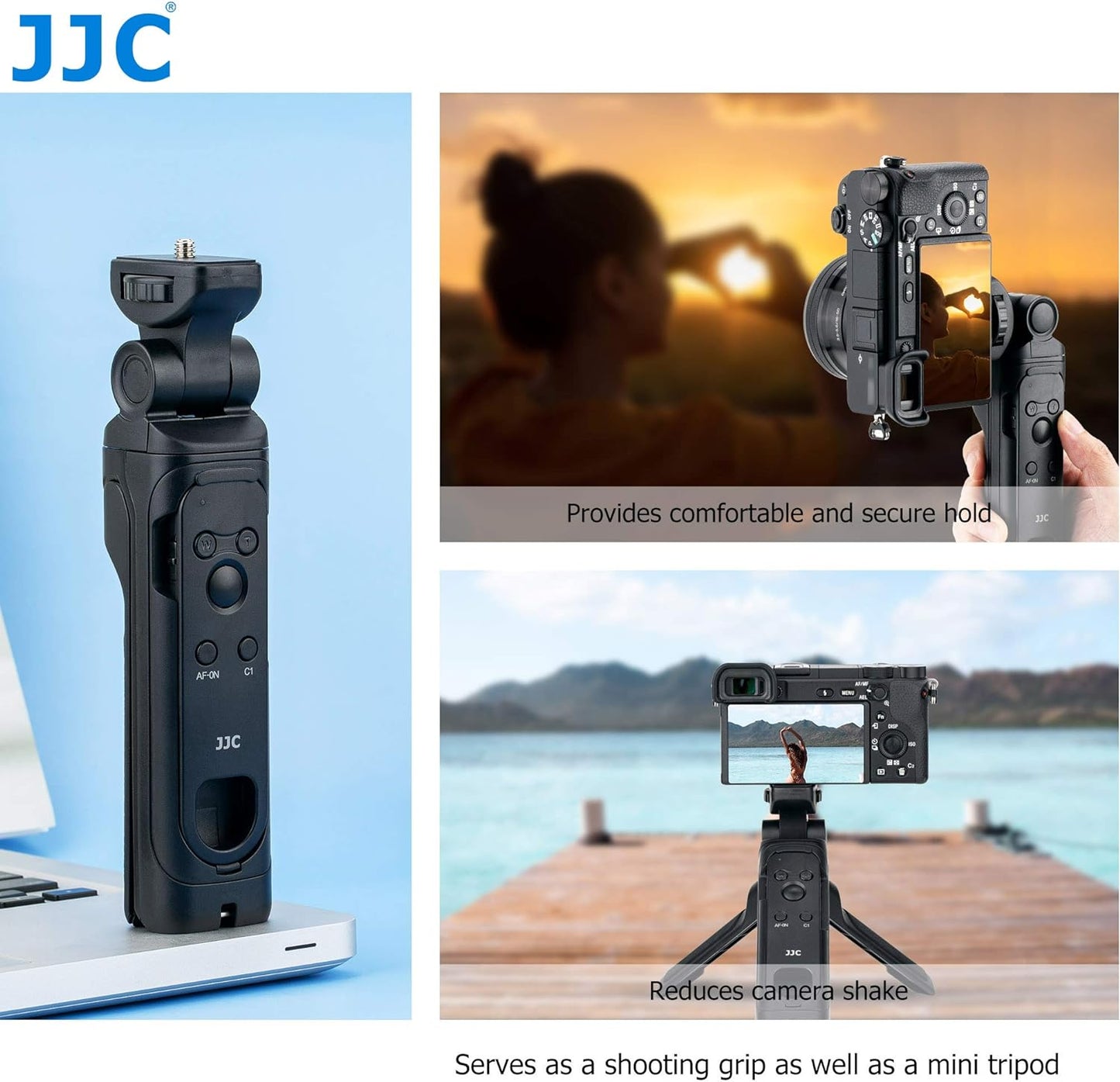 JJC Shooting Grip Detachable Bluetooth Remote for Sony ZV-E1 ZV-E10 ZV-1 ZV-1F A6600 A6400 A6100 RX100VII RX0II FX30 A7C A7SIII A7III A7RIII A7RIV A7RV fits Vlogger Replaces GP-VPT2BT Mini Tripod Grip