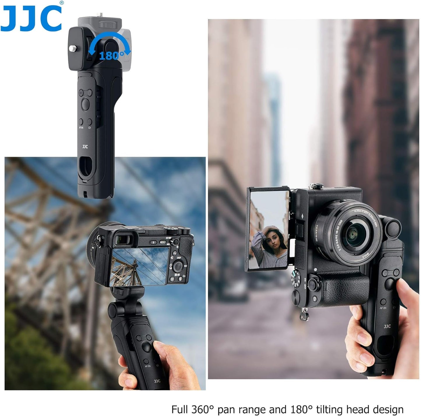 JJC Shooting Grip Detachable Bluetooth Remote for Sony ZV-E1 ZV-E10 ZV-1 ZV-1F A6600 A6400 A6100 RX100VII RX0II FX30 A7C A7SIII A7III A7RIII A7RIV A7RV fits Vlogger Replaces GP-VPT2BT Mini Tripod Grip