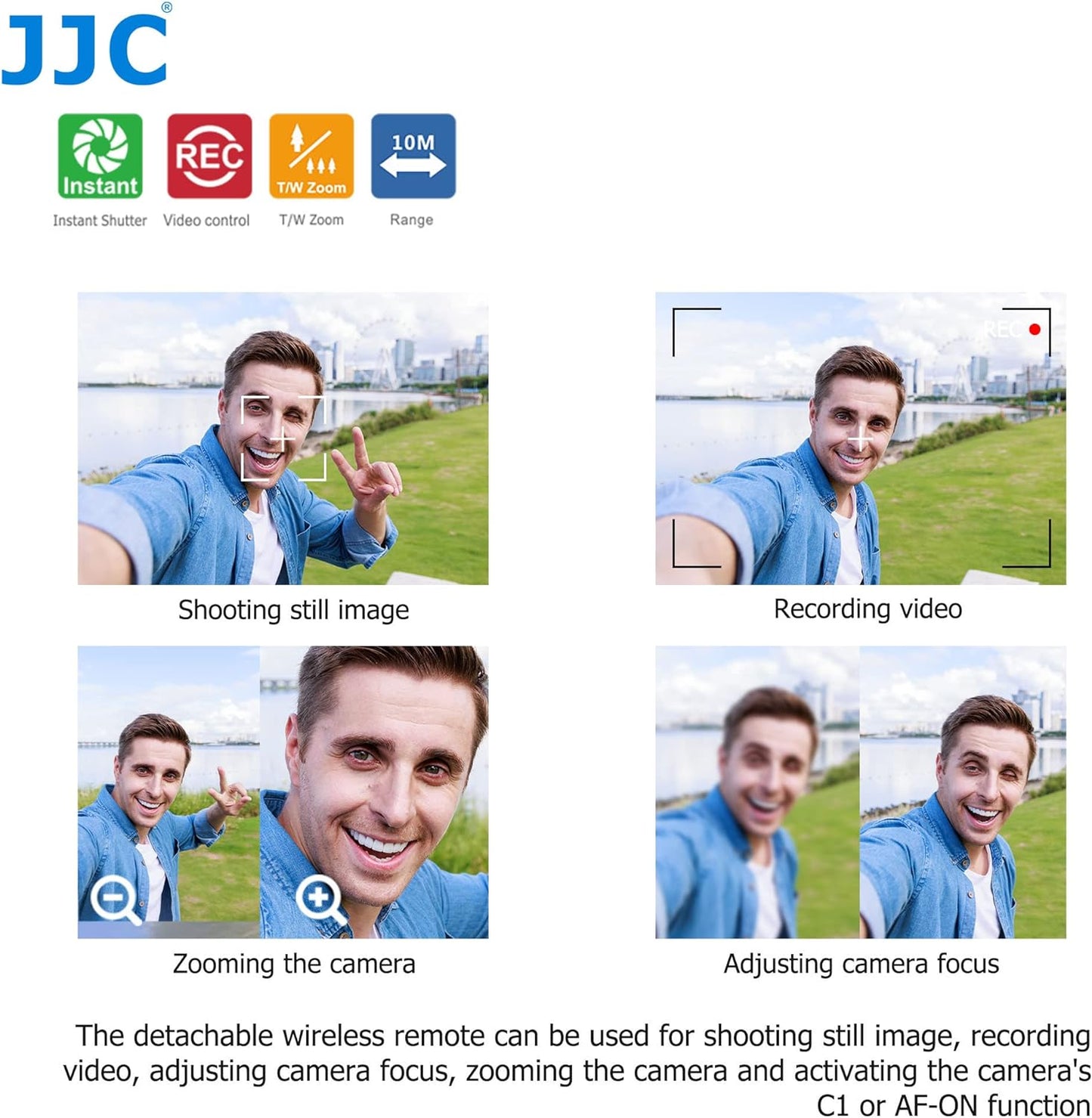 JJC Shooting Grip Detachable Bluetooth Remote for Sony ZV-E1 ZV-E10 ZV-1 ZV-1F A6600 A6400 A6100 RX100VII RX0II FX30 A7C A7SIII A7III A7RIII A7RIV A7RV fits Vlogger Replaces GP-VPT2BT Mini Tripod Grip