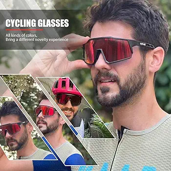 KAPVOE Polarized Cycling Glasses With 1 Lens Or 4 Interchangeable Lens Tr90 Frame For Men Women Sports Sunglasses Bike