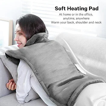 Heating Pad for Back Relaxation - Electric Heating Pad for Shoulders and Neck - Wearable Wrap Around Heat Pads - 24"x33" Fast Heated Wrap with 6 Temperature Settings, 1.5H Auto Shut Off,