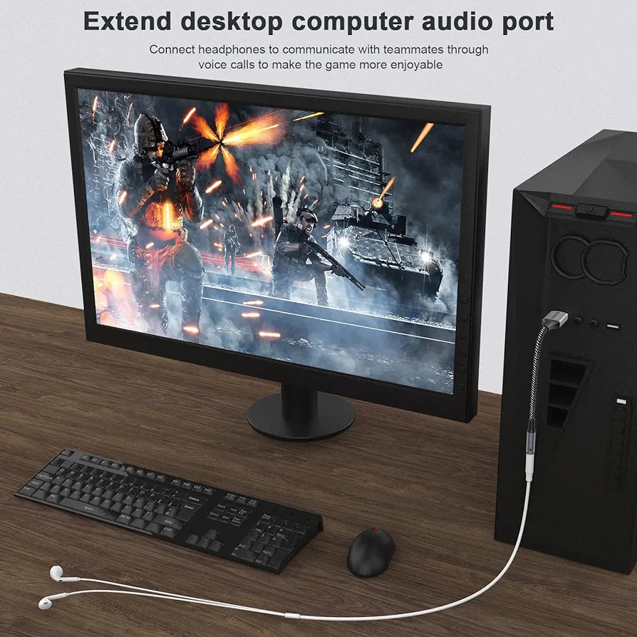 MOSWAG USB to Audio Jack Adapter 0.65Feet/20cm,External Sound Card Jack Audio Adapter with 3.5mm Aux Stereo Converter Compatible with Headset,PC,Laptop,Linux,Desktops,PS4 and More Device