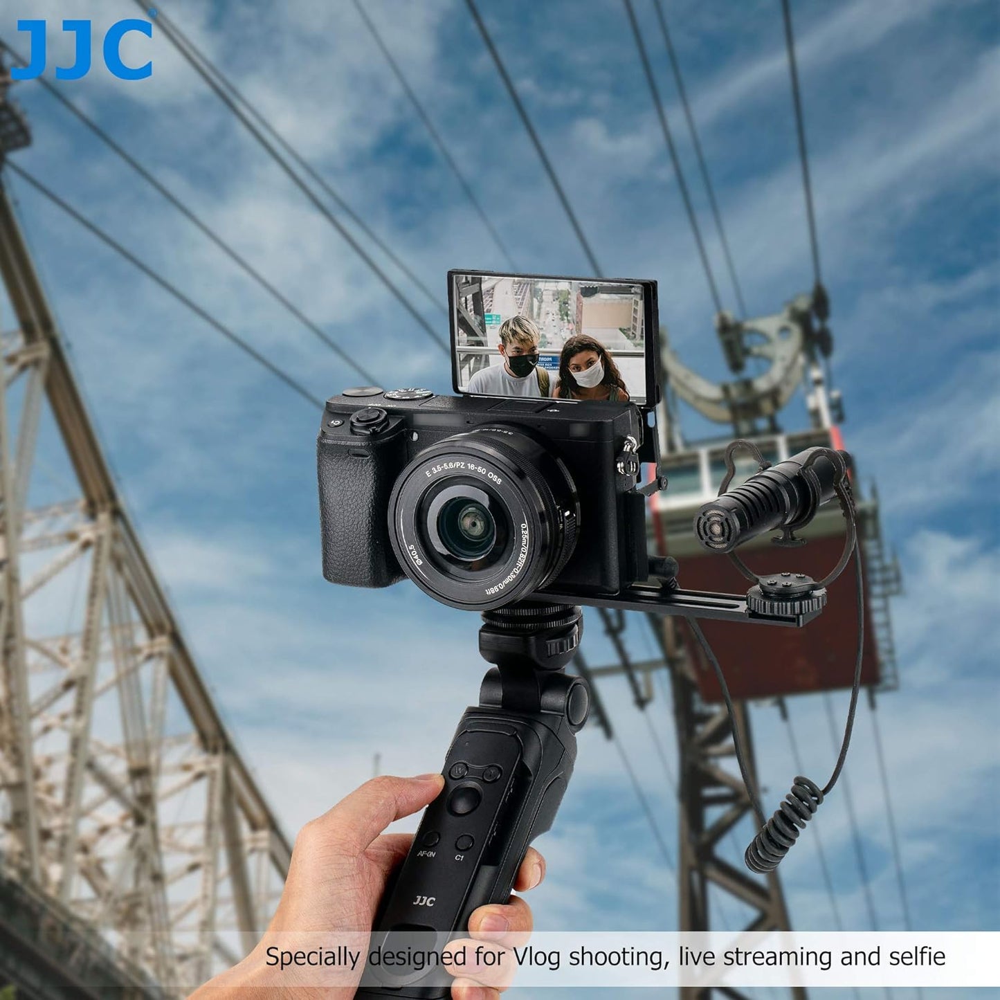 JJC Shooting Grip Detachable Bluetooth Remote for Sony ZV-E1 ZV-E10 ZV-1 ZV-1F A6600 A6400 A6100 RX100VII RX0II FX30 A7C A7SIII A7III A7RIII A7RIV A7RV fits Vlogger Replaces GP-VPT2BT Mini Tripod Grip