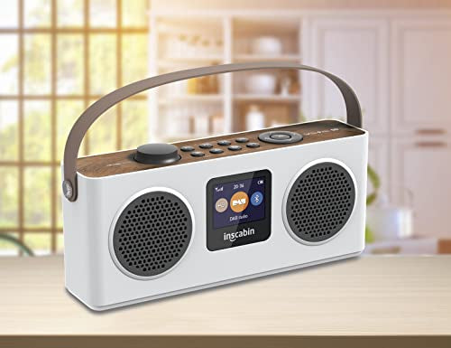 Inscabin M4 Portable DAB/DAB+ Radio Digital FM Portable Radio/Bluetooth/Stereo Sound/Dual speakers/Dual Alarm Clock/Rechargable Battery