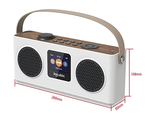 Inscabin M4 Portable DAB/DAB+ Radio Digital FM Portable Radio/Bluetooth/Stereo Sound/Dual speakers/Dual Alarm Clock/Rechargable Battery