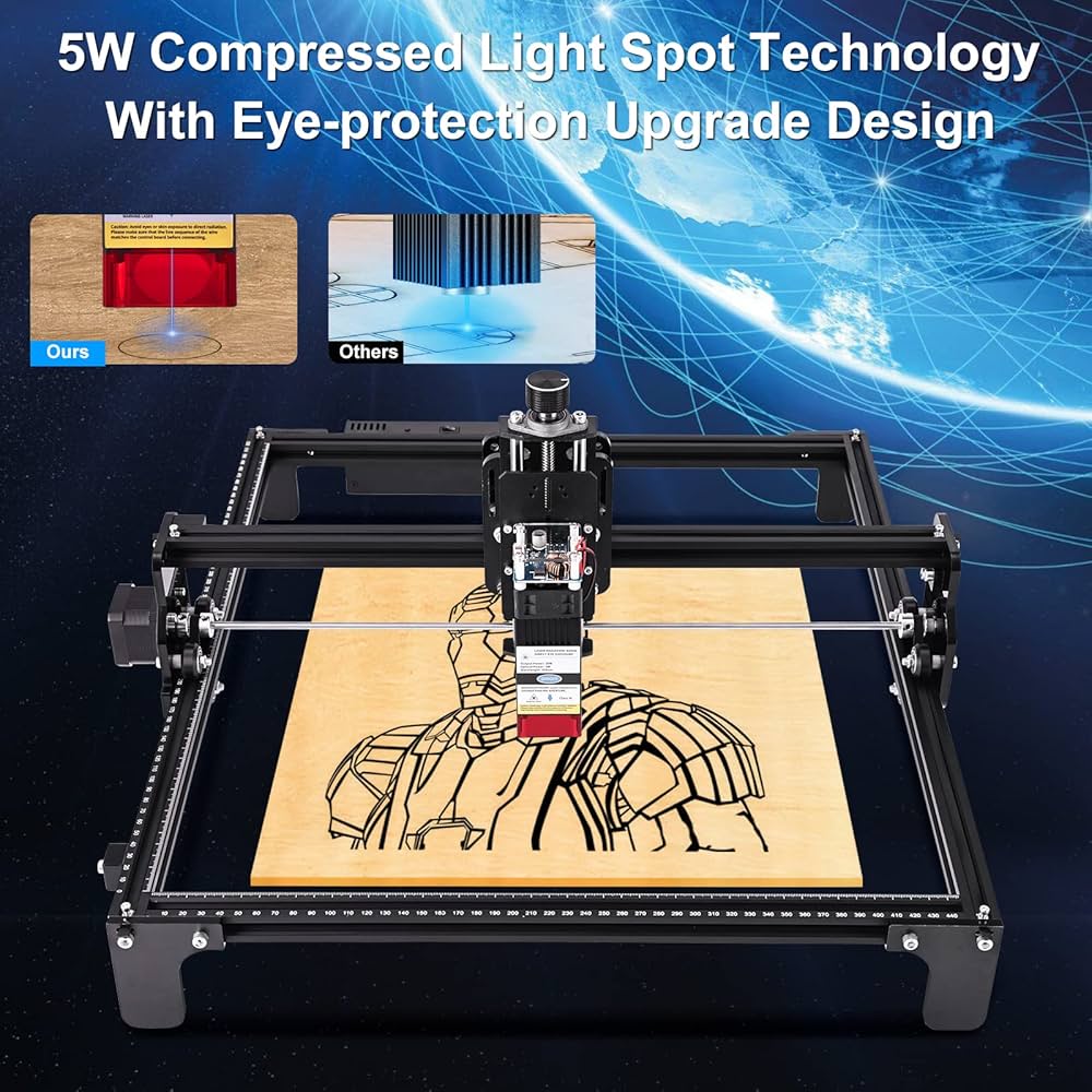 Laser Engraver 4240, 20W Laser Engraving Cutting Machine, Laser Machine 5W Output Power, Laser Cutter for Metal and Wood with 16.5”x15.75” Large Engraving Cutting Area (420x400mm)