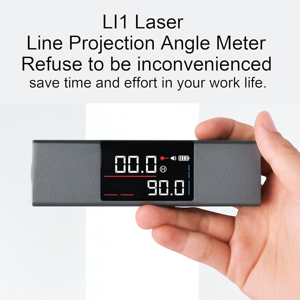 Digital Inclinometer, Protractor Laser Er-Laser Ruler with Bi-Directional L-As-er Marking, Real Time Protractor with Double-Sided High Definition LED Screen for Home