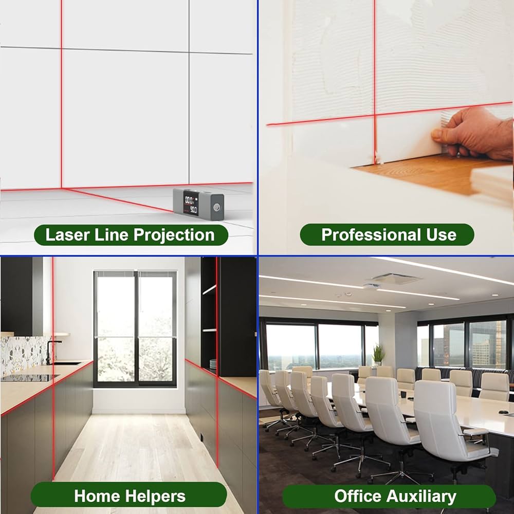 Digital Inclinometer, Protractor Laser Er-Laser Ruler with Bi-Directional L-As-er Marking, Real Time Protractor with Double-Sided High Definition LED Screen for Home