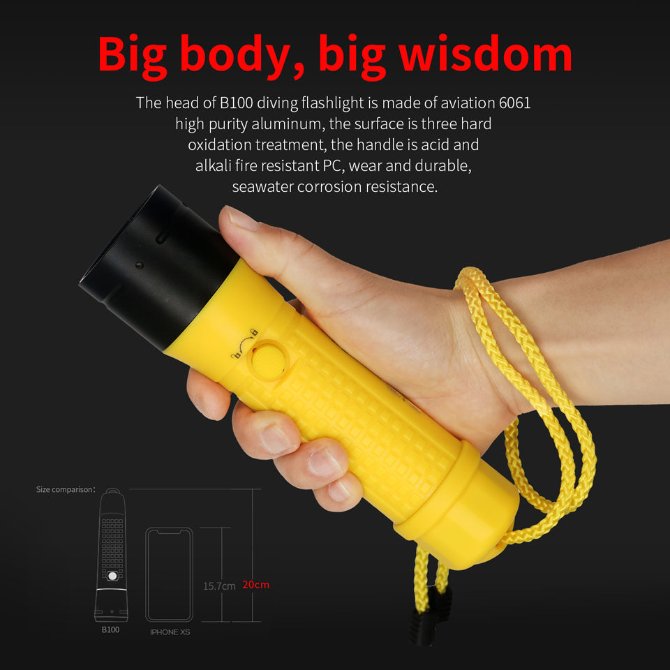 Hunter B100 Diving Flashlight (1500 Lumens/Spotlight Diving Light)