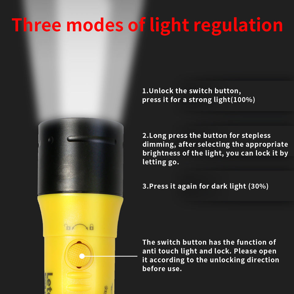 Hunter B100 Diving Flashlight (1500 Lumens/Spotlight Diving Light)