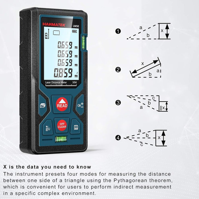 HANMATEK LM50 Laser Distance Measure 50m