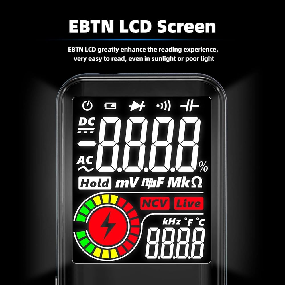 BSIDE Bside S10 Digital Multimeter Handy Auto Range EBTN LCD 9999 Counts Voltage Tester Capacitance Resistance Frequency Temp Continuity Diode Duty Cycle Live Check Voltmeter with Flashlight