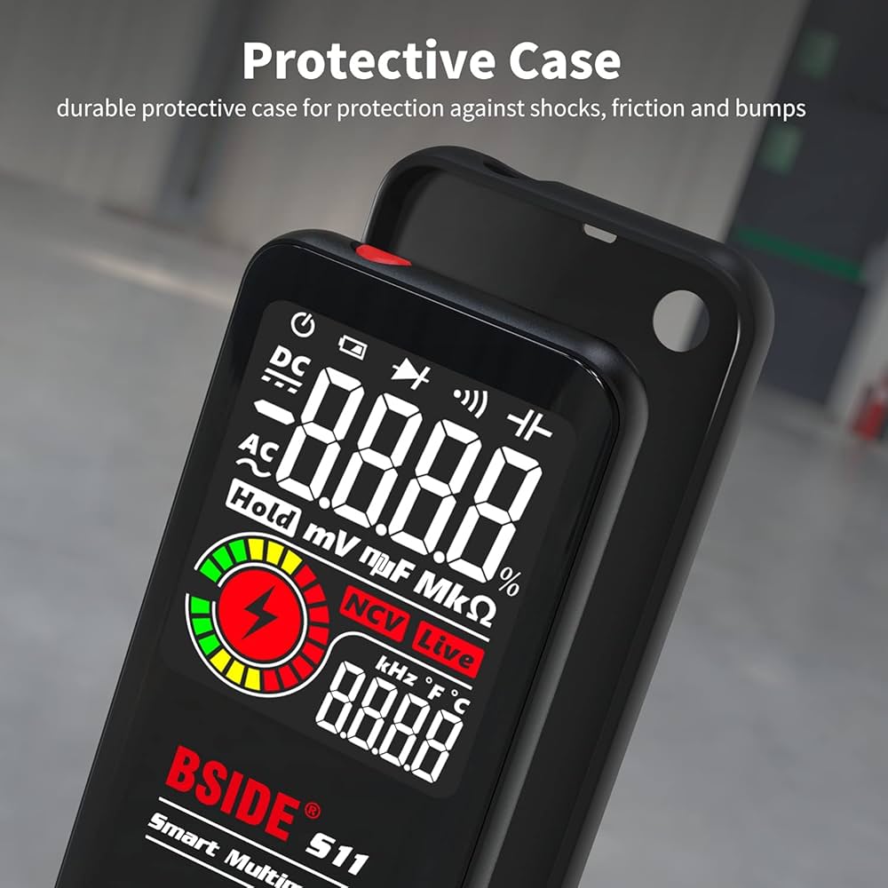 BSIDE Bside S10 Digital Multimeter Handy Auto Range EBTN LCD 9999 Counts Voltage Tester Capacitance Resistance Frequency Temp Continuity Diode Duty Cycle Live Check Voltmeter with Flashlight