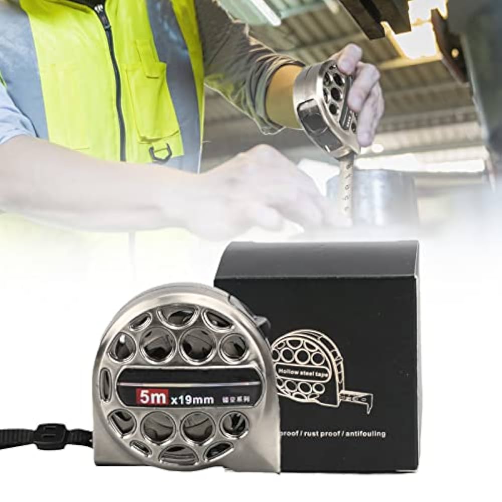 Stainless Steel Anti-Corrosion Retractable Metric Ruler, Hollow Design Anti-Corrosion Measure Tape, Cinta Metrica (B-5m Long 19mm Wide)