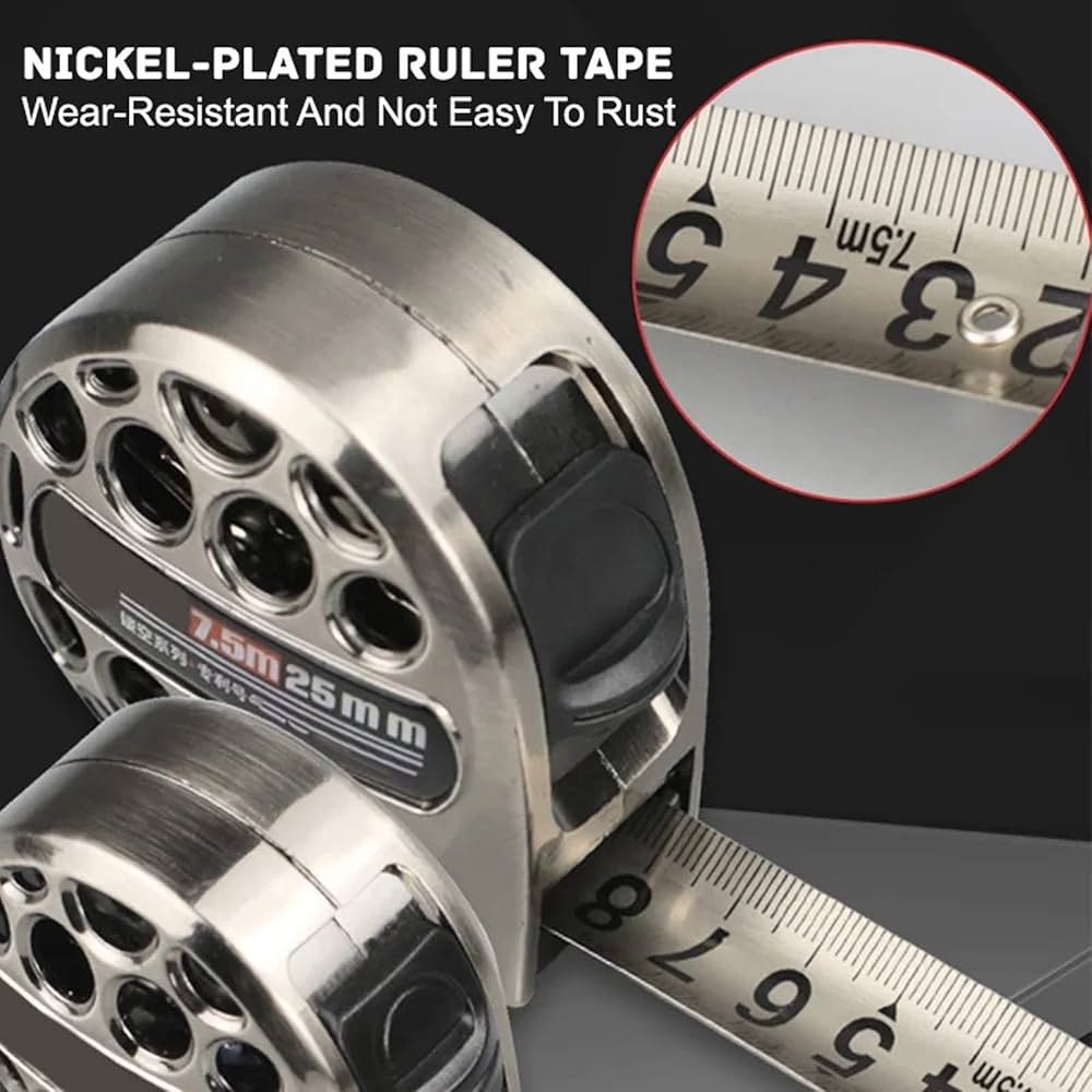 Stainless Steel Anti-Corrosion Retractable Metric Ruler, Hollow Design Anti-Corrosion Measure Tape, Cinta Metrica (B-5m Long 19mm Wide)