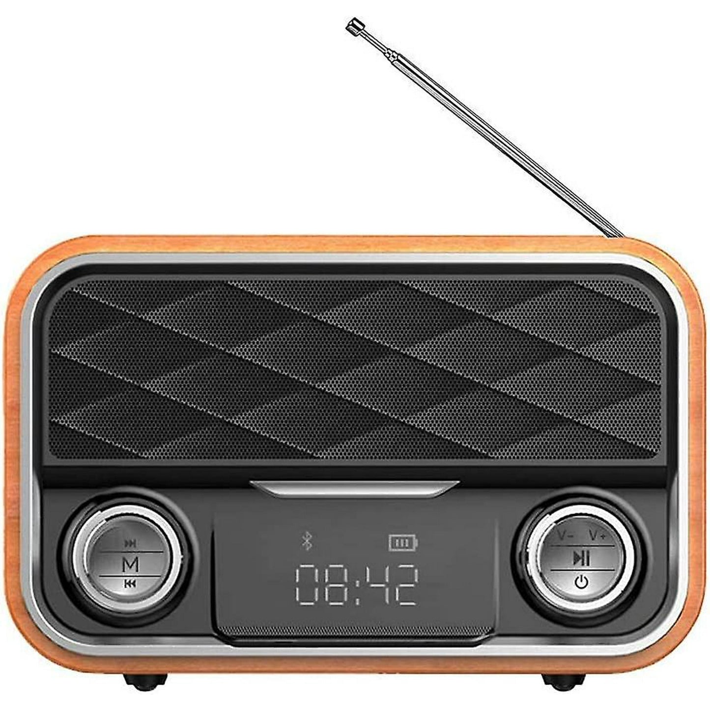 Portable Wireless Bluetooth Speaker Urround Stereo Sound Wooden Subwoofer 2 Speakers FM Radio for PC, Mobile Phone, Laptop TF Card AUX USB,Light wood