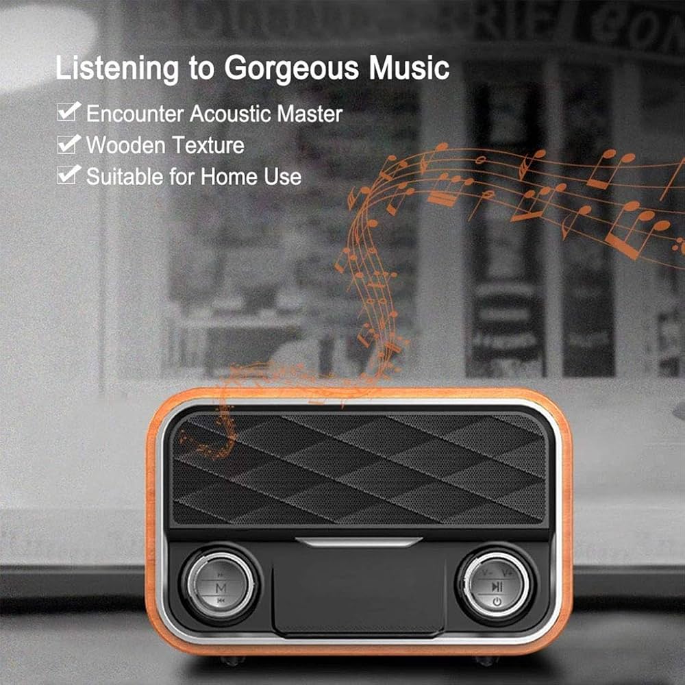 Portable Wireless Bluetooth Speaker Urround Stereo Sound Wooden Subwoofer 2 Speakers FM Radio for PC, Mobile Phone, Laptop TF Card AUX USB,Light wood