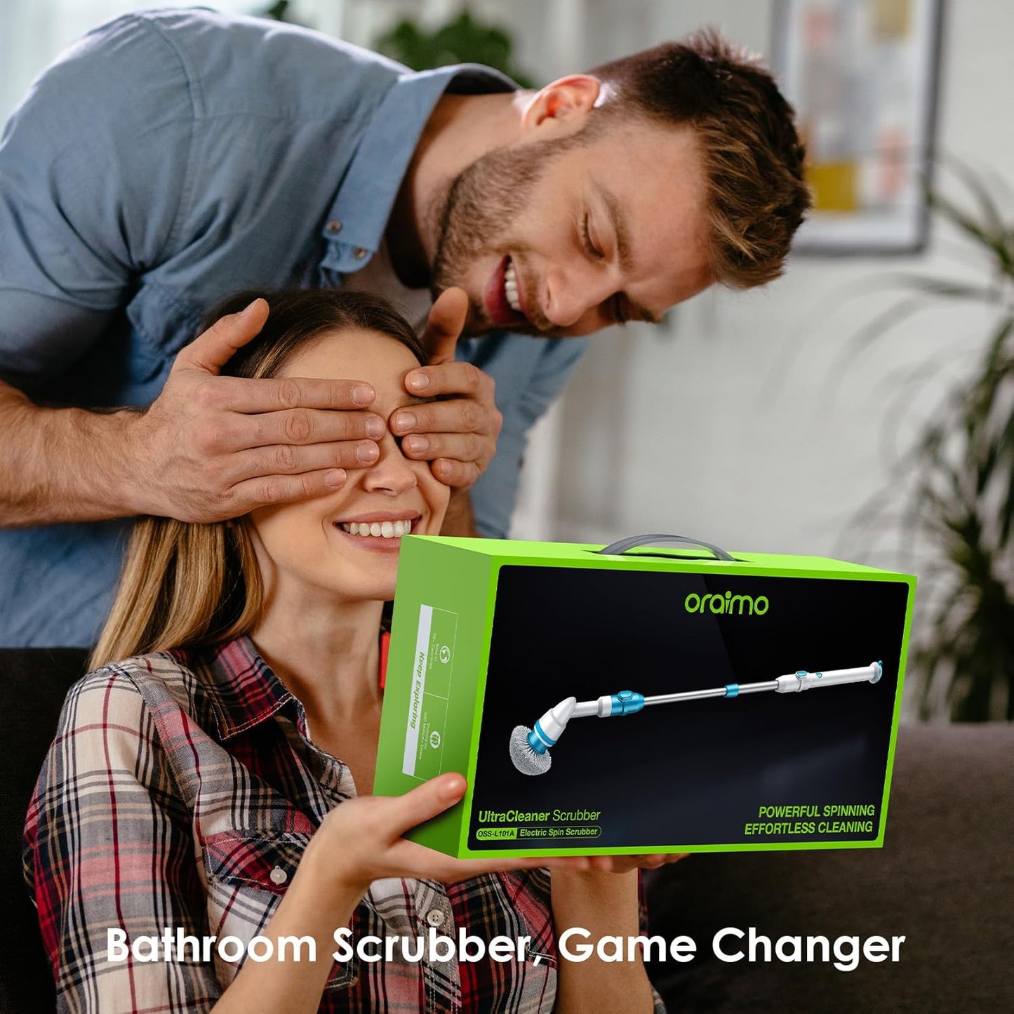 Oraimo Electric Spin Scrubber,430RPM Cleaning Brush, Bathroom Scrubber with 4 Replacement Brushes, Adjustable Extension Arm for Shower Bathtub Sink Tile Floor