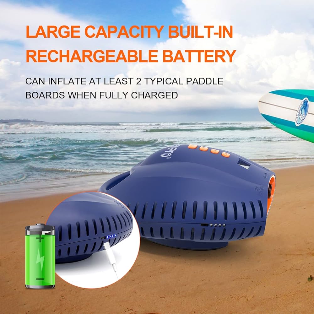 BEWELLAERO Rechargeable Paddle Board Pump,16PSI SUP Air Pump with Intergrated Battery, Portable ISUP Inflator & Deflator for Inflatable Kayak, Tent, Boat, Mattress