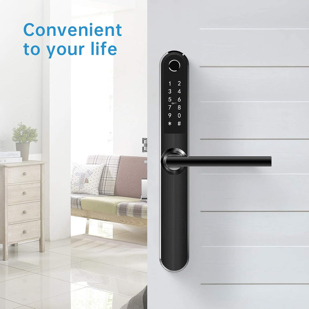 Ruveno Slim Smart Fingerprint Keyless Entry,Bluetooth Fingerprint Keypad Card Door Lock