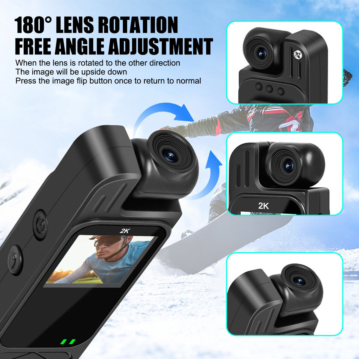 Mini Action Camera 2K 1080P Police Body Recorder Night Vision Back Clip Video DV