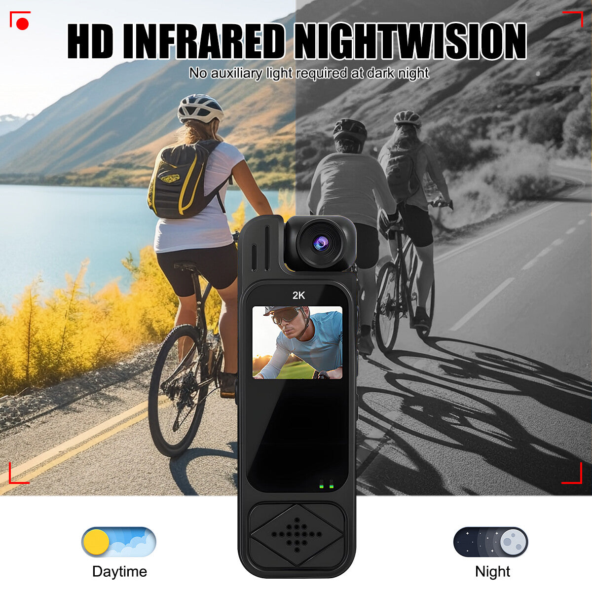 Mini Action Camera 2K 1080P Police Body Recorder Night Vision Back Clip Video DV