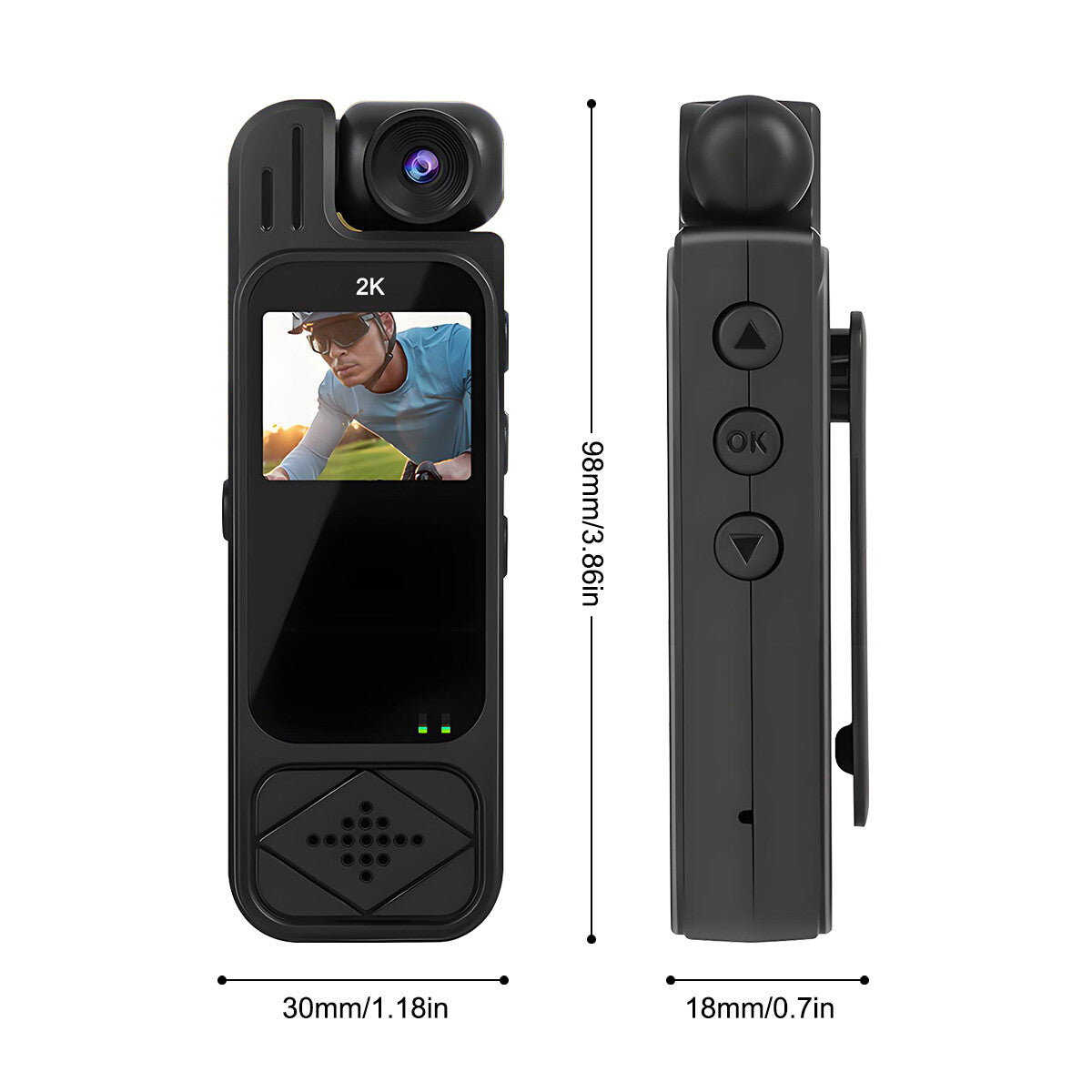 Mini Action Camera 2K 1080P Police Body Recorder Night Vision Back Clip Video DV