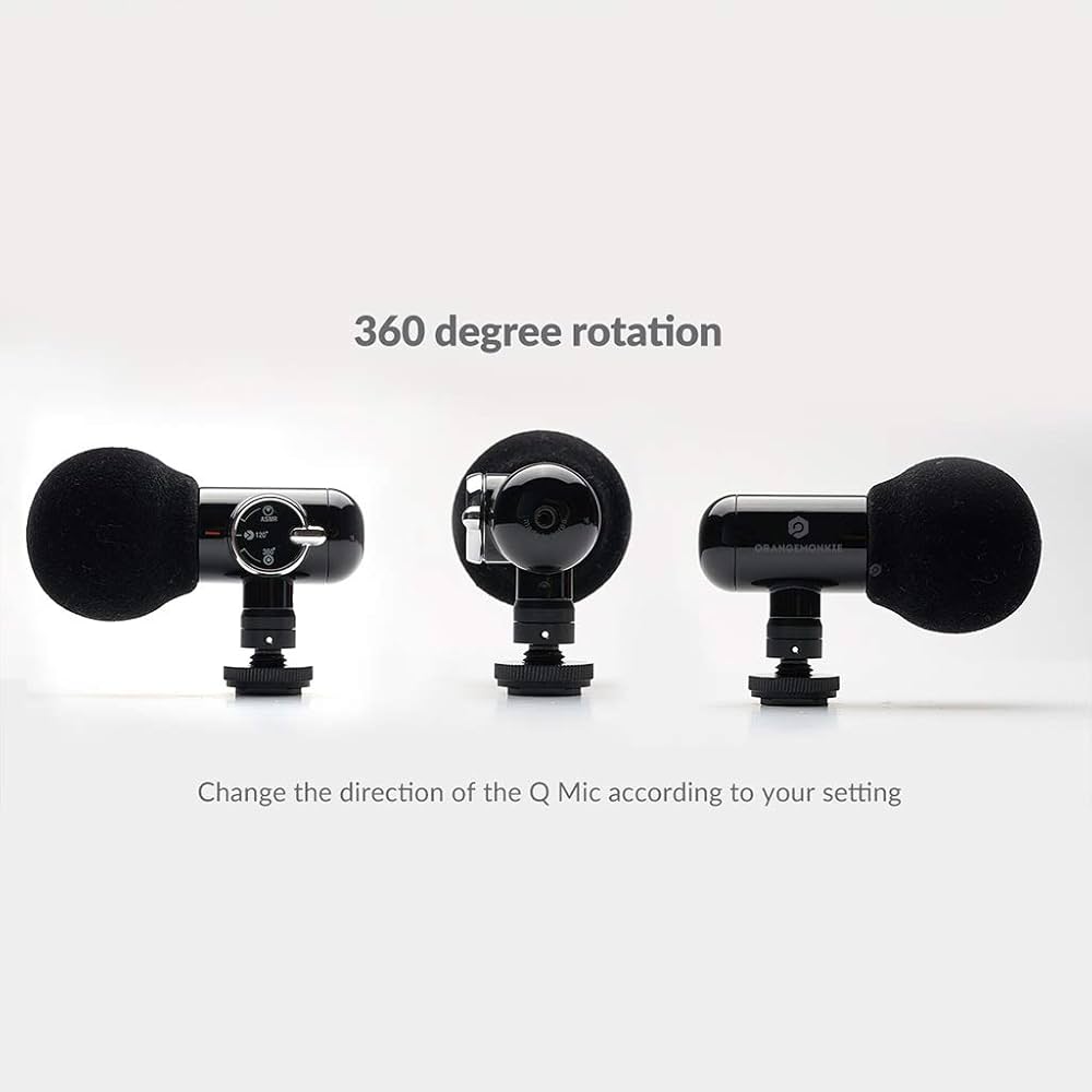 ORANGEMONKIE Q Mic Video Kit with Omni/Cardioid Microphone and Accessories for Cameras & Smartphones with 3.5mm