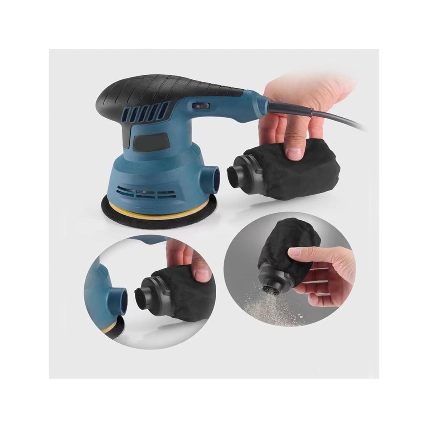 Belt Sander, Electric Eccentric Sander 5 Inch 125mm Sanding Plate Electric Sander Wood Processing Furniture Car Polishing Machine, for DIY Metal Woodworking Knife Making(Blue)