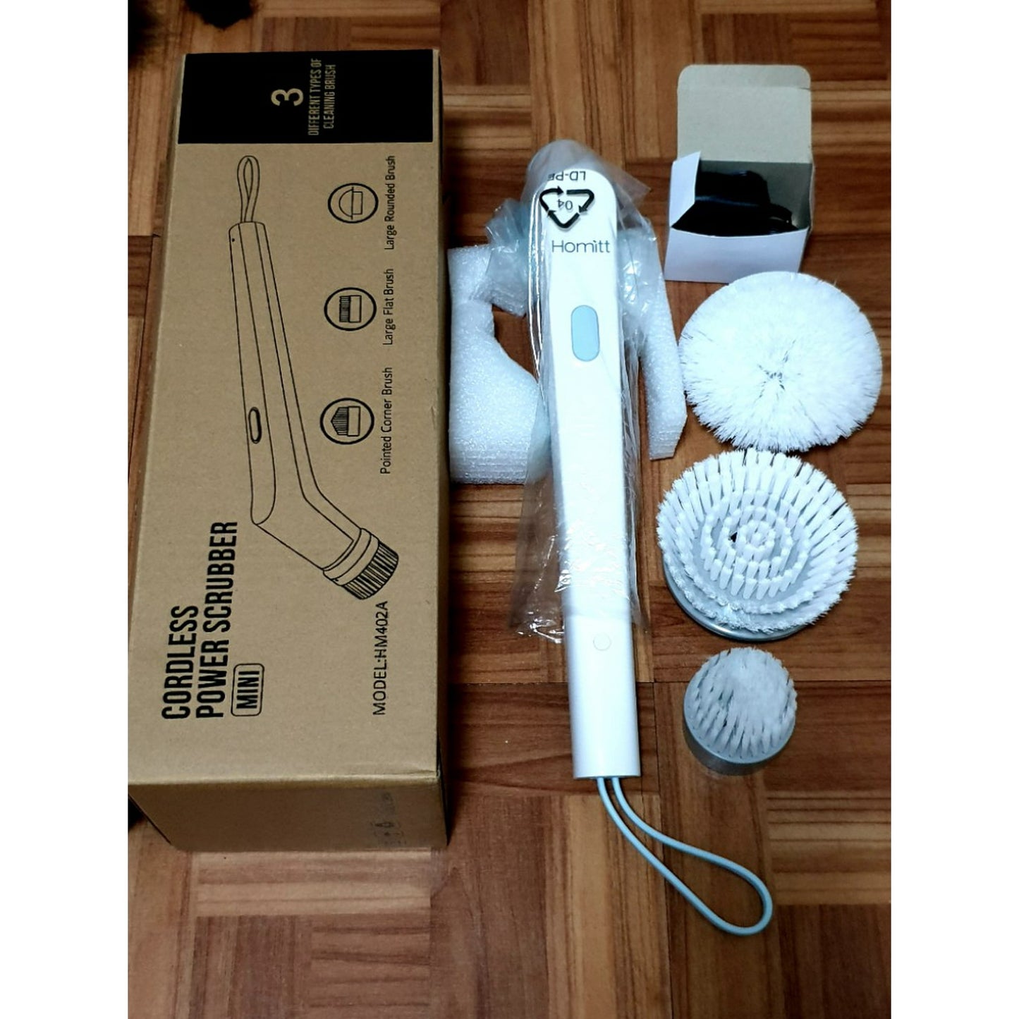 Homitt Electric Spin Scrubber, Mini Brush for 90-min Use, Cordless Power Tub Shower Scrubber with 3 Replaceable Cleaning Heads for Bathtub, Kitchen, Sink, Floor, Toilet