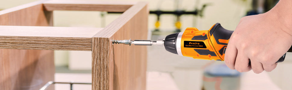 Electric Screwdriver, Preciva 3.6 V Mini Cordless Screwdriver Tool, 0.7-4NM Rechargeable Screwdriver Rotatable 90º with 33 Accessories,7 Speeds, USB Cable, Led Light for Home DIY&Office